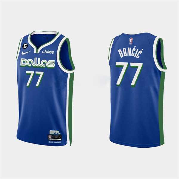 Men's Dallas Mavericks #77 Luka Doncic Blue Stitched Basketball Jersey Dzhi